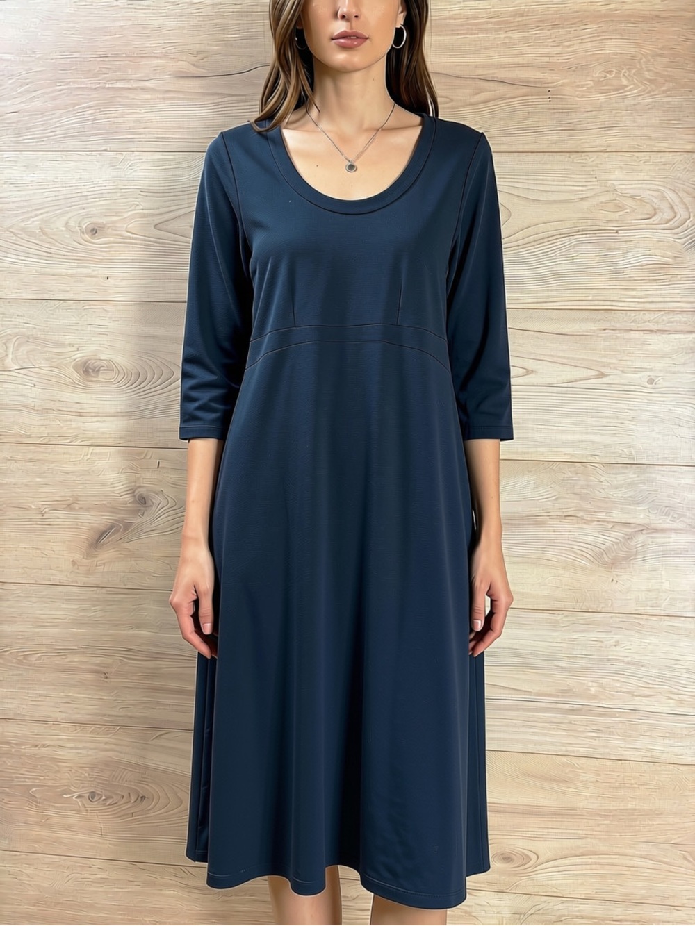 Horny Toad 3/4 Sleeve Charcoal Scoop Neck A-Line Dress